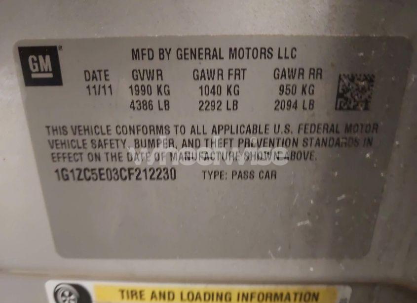 Photo 9 of 2012 Chevrolet Malibu 1LT (VIN 1G1ZC5E03CF212230)