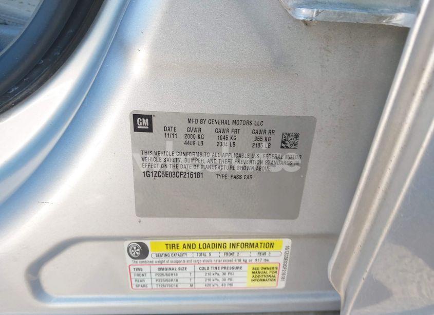 Photo 9 of 2012 Chevrolet Malibu 1LT (VIN 1G1ZC5E03CF216181)