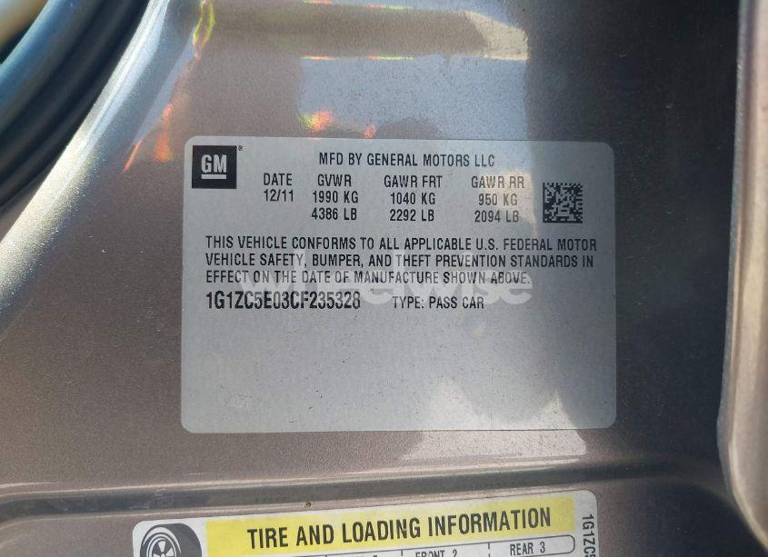 Photo 9 of 2012 Chevrolet Malibu 1LT (VIN 1G1ZC5E03CF235328)