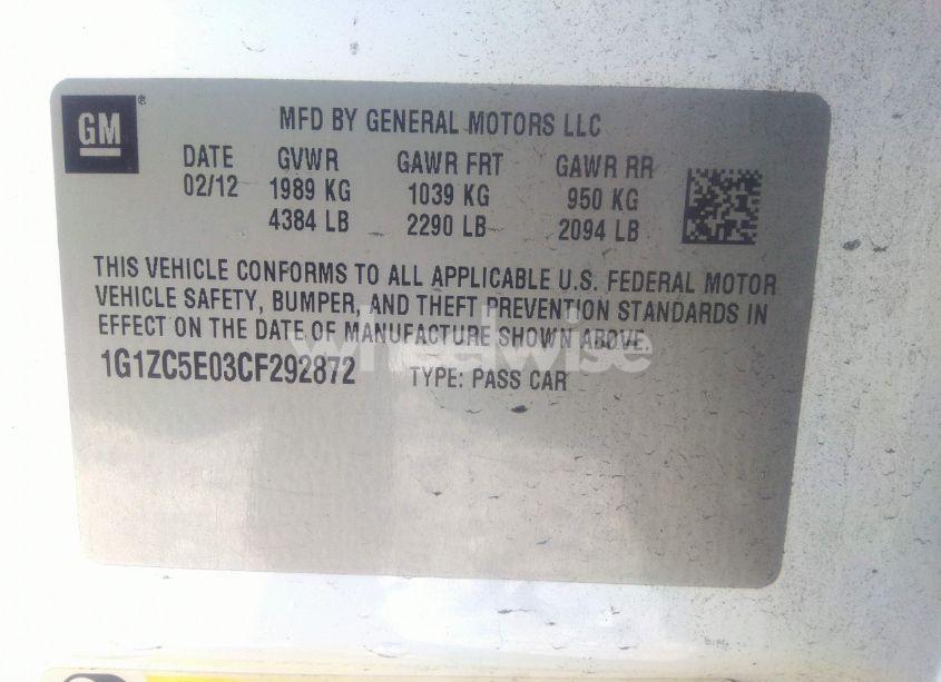 Photo 9 of 2012 Chevrolet Malibu 1LT (VIN 1G1ZC5E03CF292872)