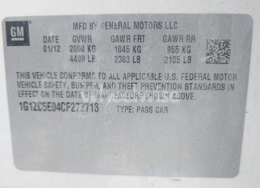 Photo 9 of 2012 Chevrolet Malibu 1LT (VIN 1G1ZC5E04CF272713)