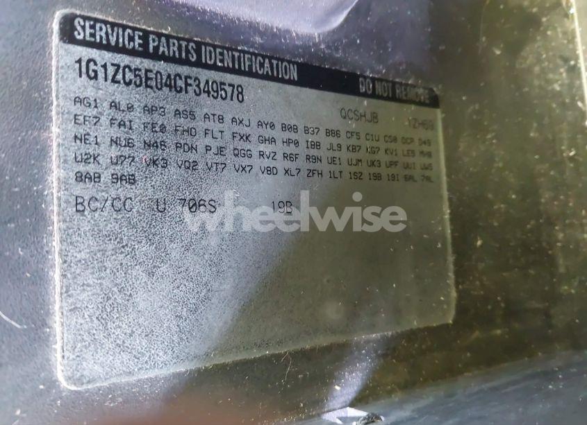 Photo 9 of 2012 Chevrolet Malibu 1LT (VIN 1G1ZC5E04CF349578)