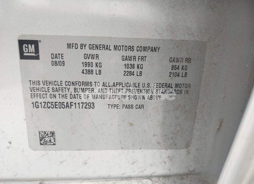 Photo 9 of 2010 Chevrolet Malibu LT (VIN 1G1ZC5E05AF117293)