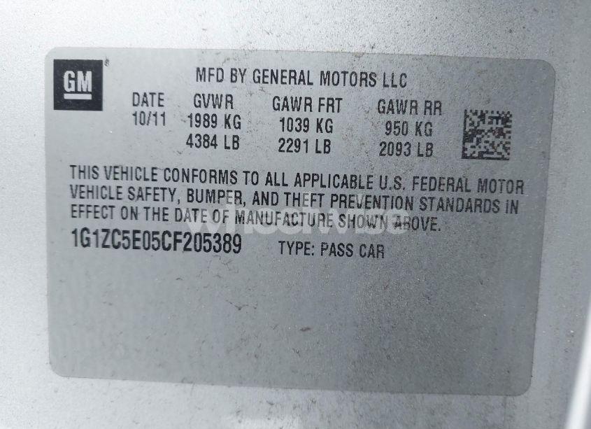 Photo 9 of 2012 Chevrolet Malibu 1LT (VIN 1G1ZC5E05CF205389)