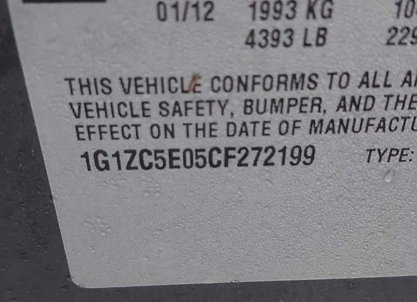 Photo 9 of 2012 Chevrolet Malibu 1LT (VIN 1G1ZC5E05CF272199)