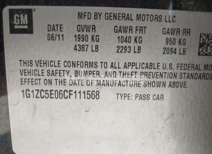 Photo 9 of 2012 Chevrolet Malibu 1LT (VIN 1G1ZC5E06CF111568)