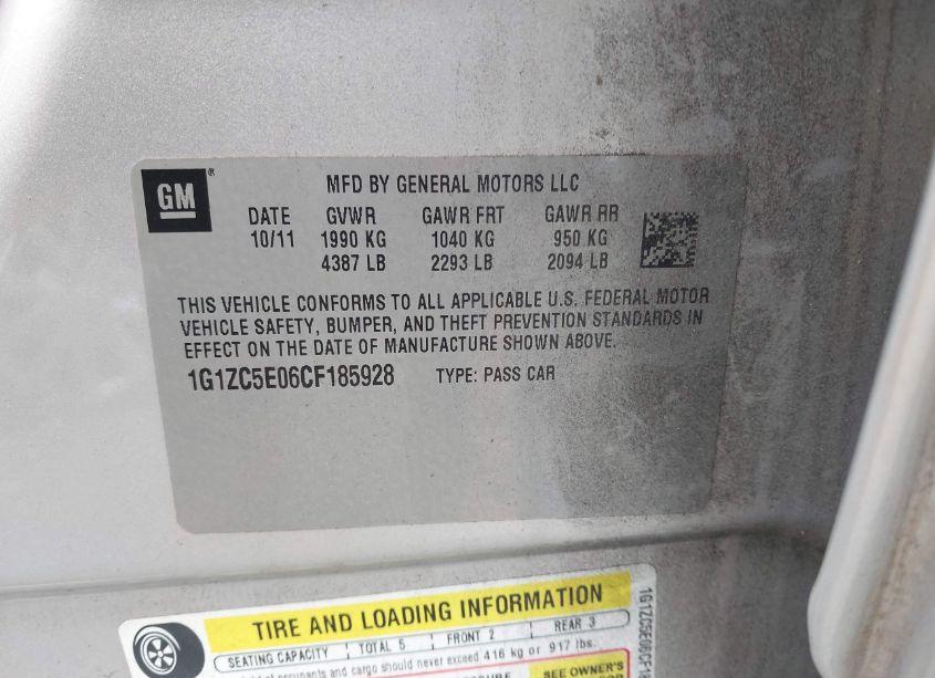 Photo 9 of 2012 Chevrolet Malibu 1LT (VIN 1G1ZC5E06CF185928)