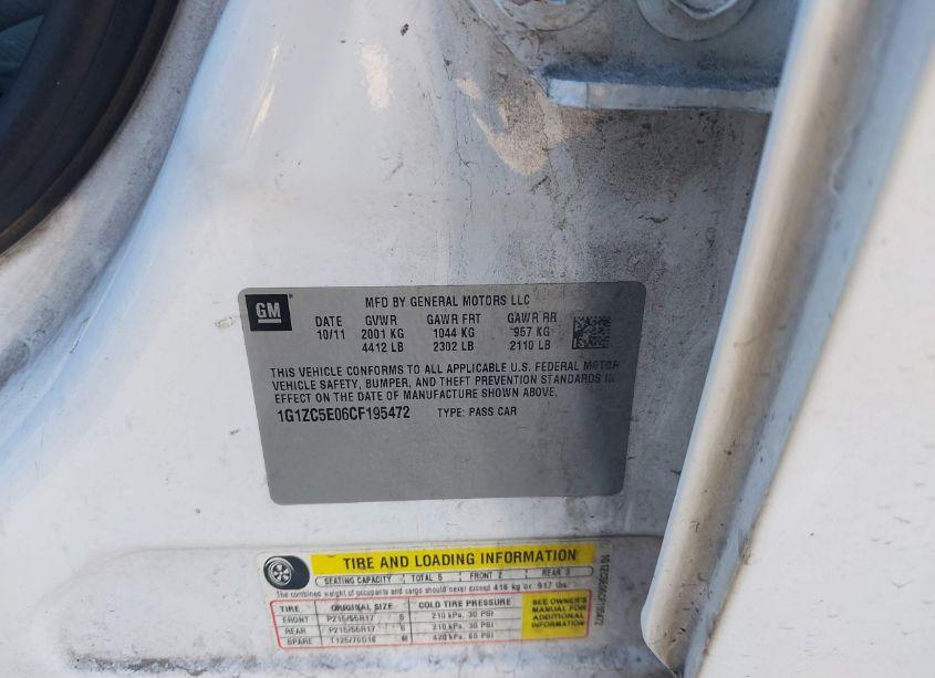 Photo 9 of 2012 Chevrolet Malibu 1LT (VIN 1G1ZC5E06CF195472)