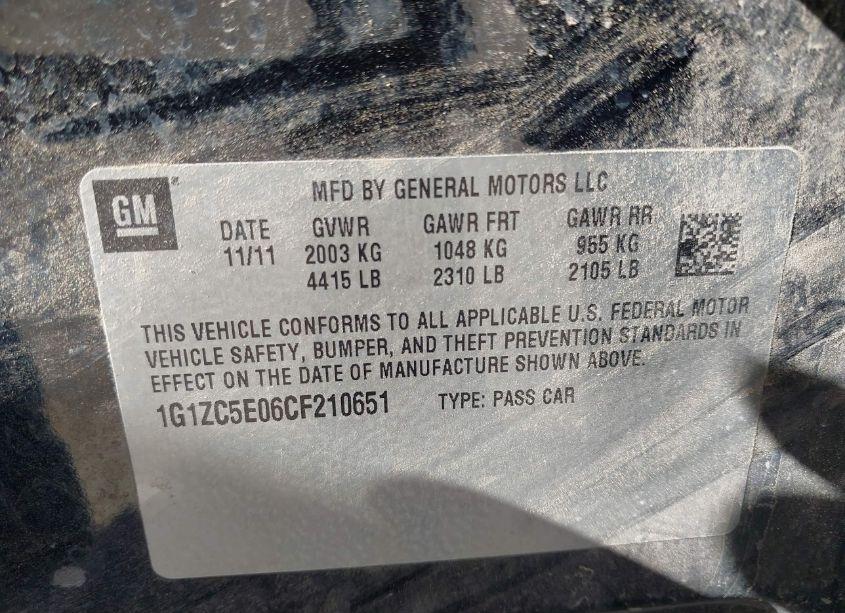 Photo 9 of 2012 Chevrolet Malibu 1LT (VIN 1G1ZC5E06CF210651)