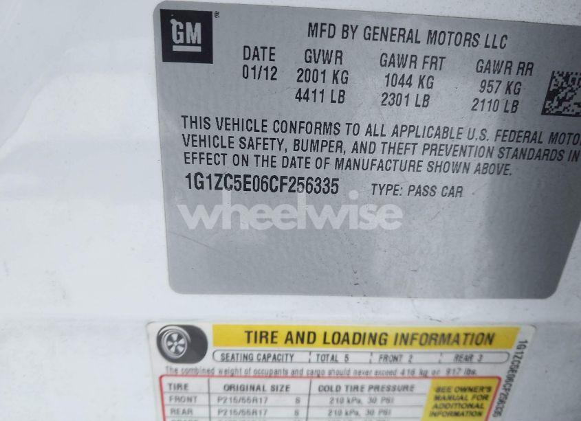 Photo 9 of 2012 Chevrolet Malibu 1LT (VIN 1G1ZC5E06CF256335)