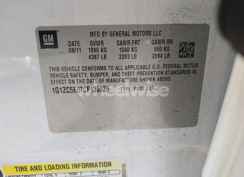 Photo 9 of 2012 Chevrolet Malibu 1LT (VIN 1G1ZC5E07CF139329)