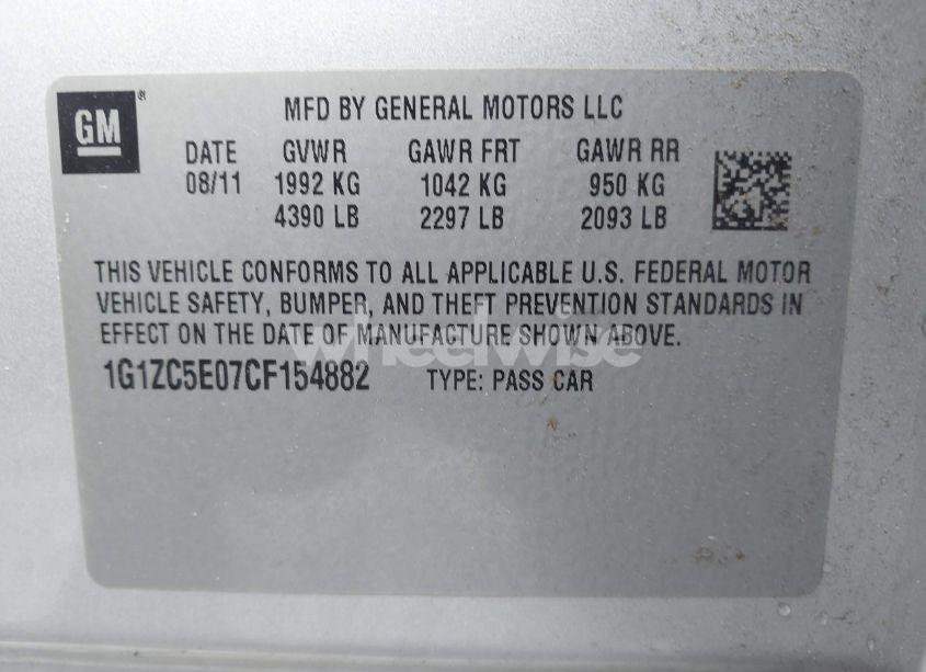 Photo 9 of 2012 Chevrolet Malibu 1LT (VIN 1G1ZC5E07CF154882)