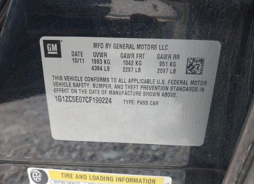 Photo 9 of 2012 Chevrolet Malibu 1LT (VIN 1G1ZC5E07CF199224)