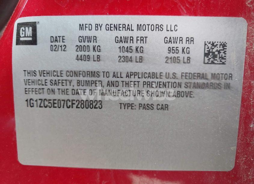 Photo 9 of 2012 Chevrolet Malibu 1LT (VIN 1G1ZC5E07CF280823)