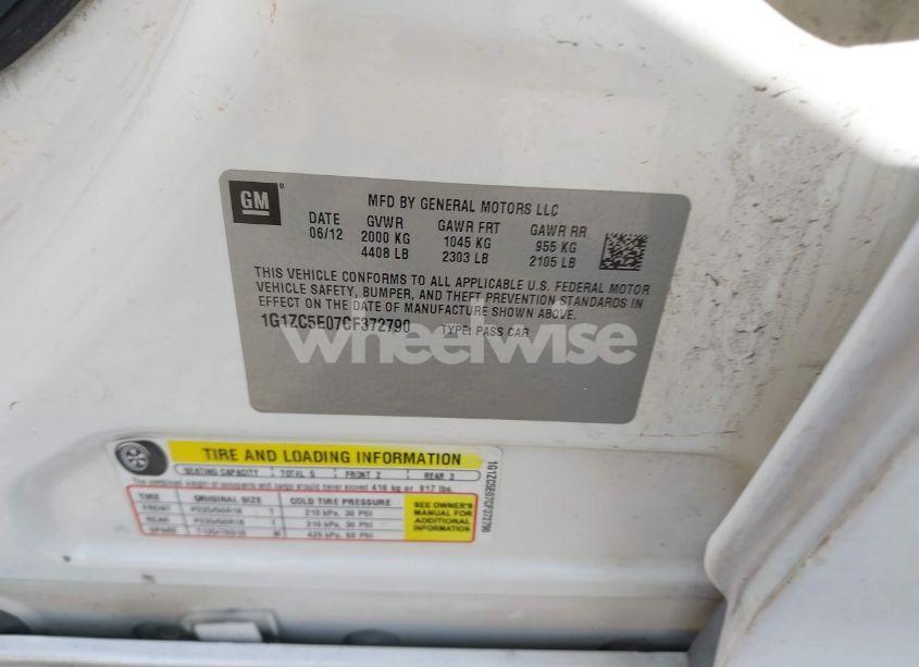 Photo 9 of 2012 Chevrolet Malibu 1LT (VIN 1G1ZC5E07CF372790)