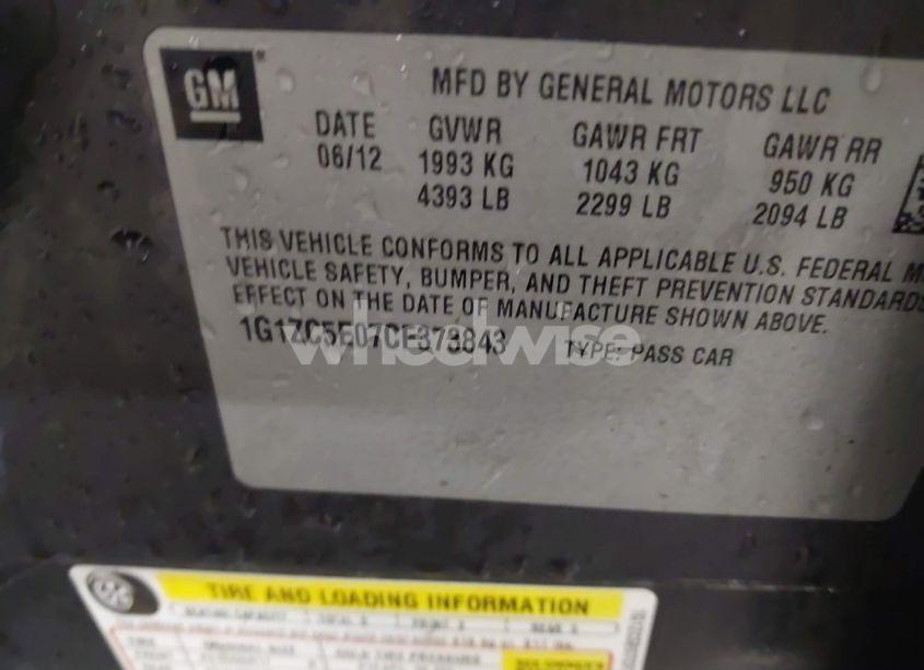 Photo 9 of 2012 Chevrolet Malibu 1LT (VIN 1G1ZC5E07CF373843)