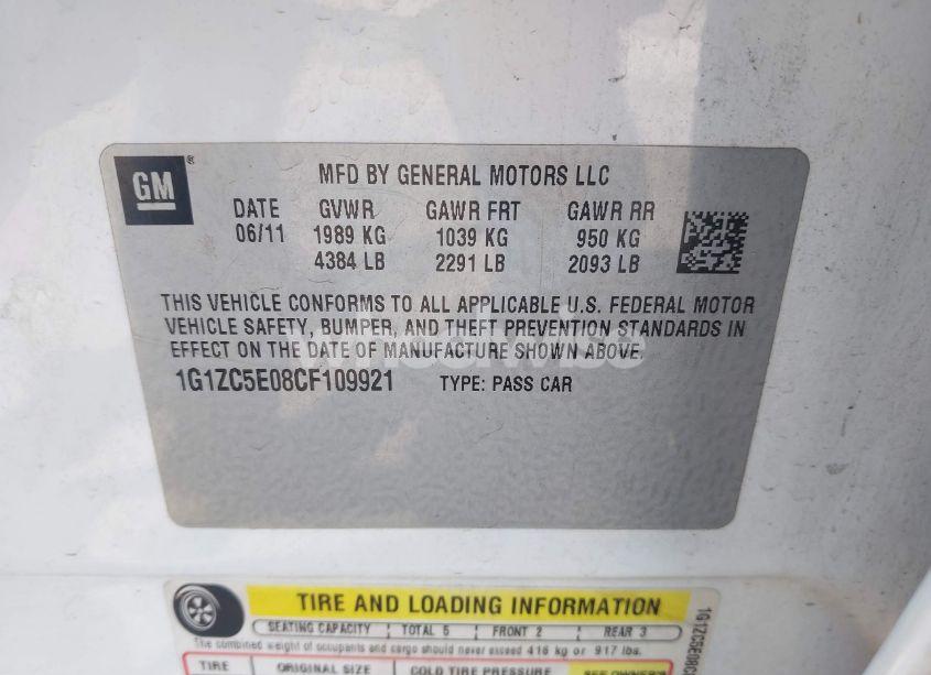 Photo 9 of 2012 Chevrolet Malibu 1LT (VIN 1G1ZC5E08CF109921)