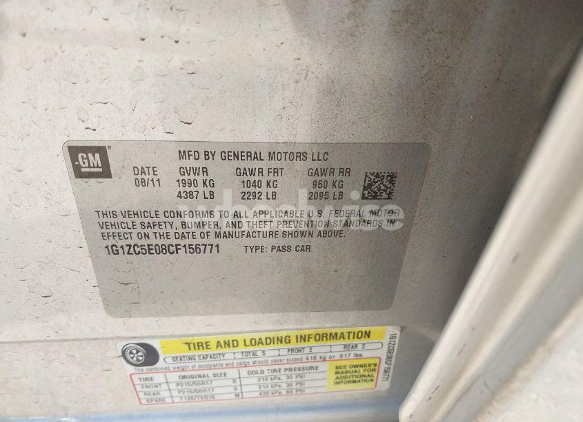 Photo 9 of 2012 Chevrolet Malibu 1LT (VIN 1G1ZC5E08CF156771)