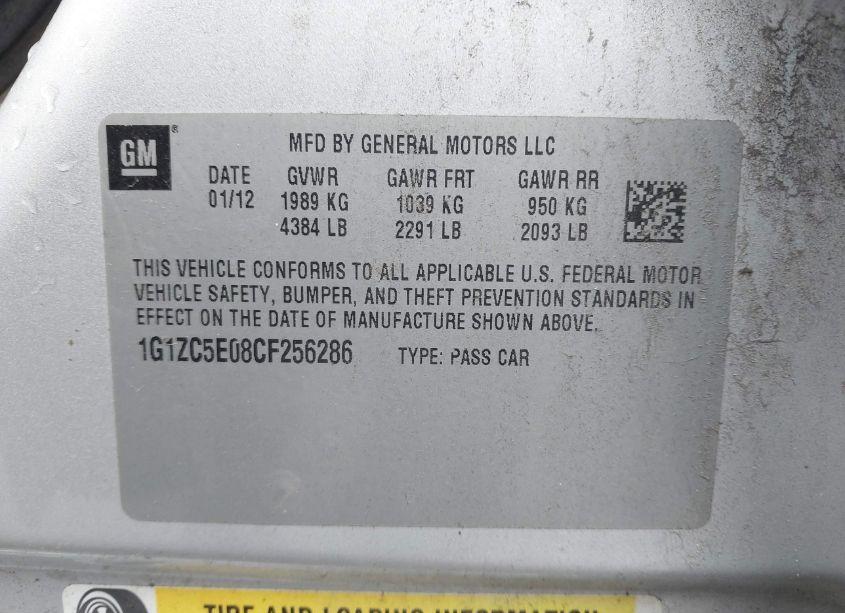 Photo 9 of 2012 Chevrolet Malibu 1LT (VIN 1G1ZC5E08CF256286)