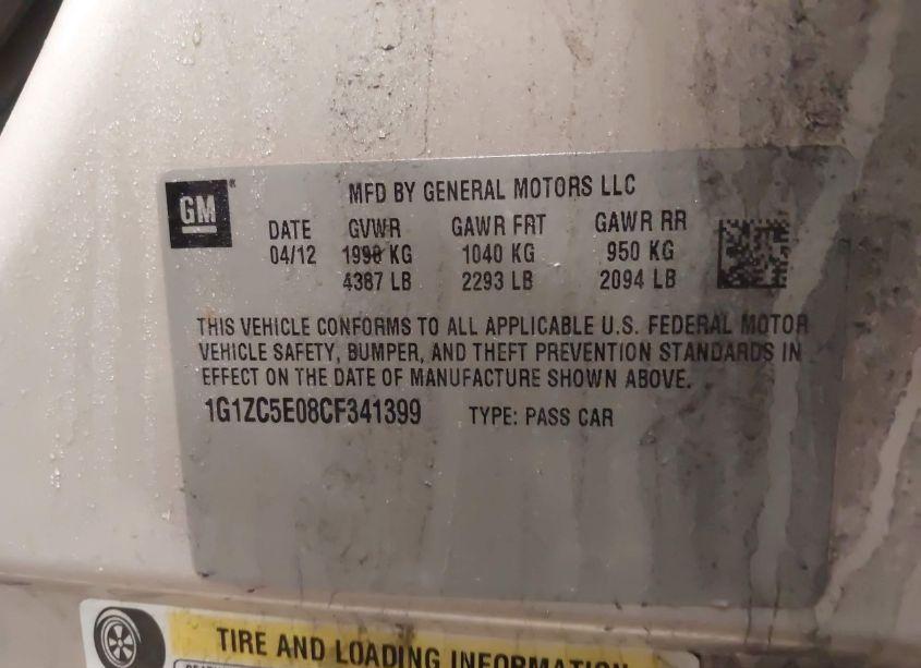 Photo 9 of 2012 Chevrolet Malibu 1LT (VIN 1G1ZC5E08CF341399)