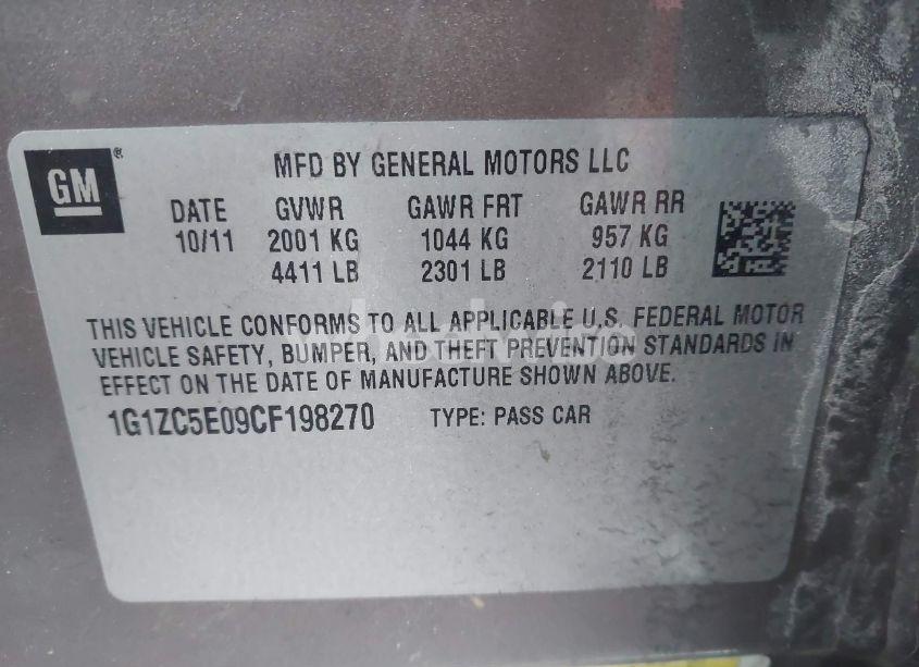 Photo 9 of 2012 Chevrolet Malibu 1LT (VIN 1G1ZC5E09CF198270)