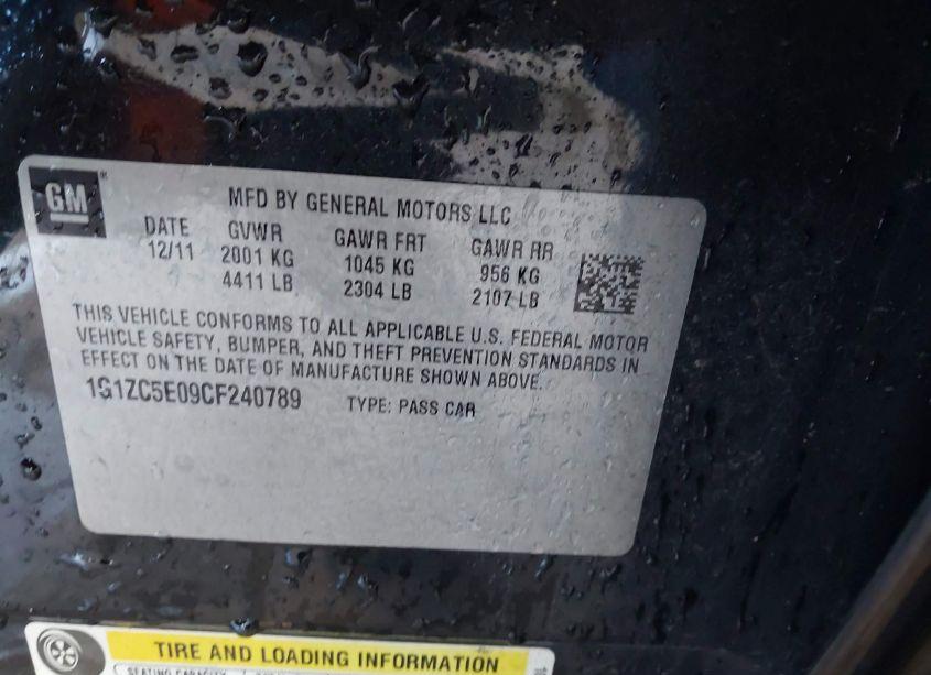 Photo 9 of 2012 Chevrolet Malibu 1LT (VIN 1G1ZC5E09CF240789)