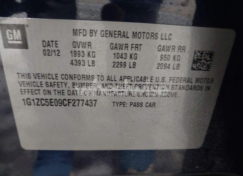 Photo 9 of 2012 Chevrolet Malibu 1LT (VIN 1G1ZC5E09CF277437)