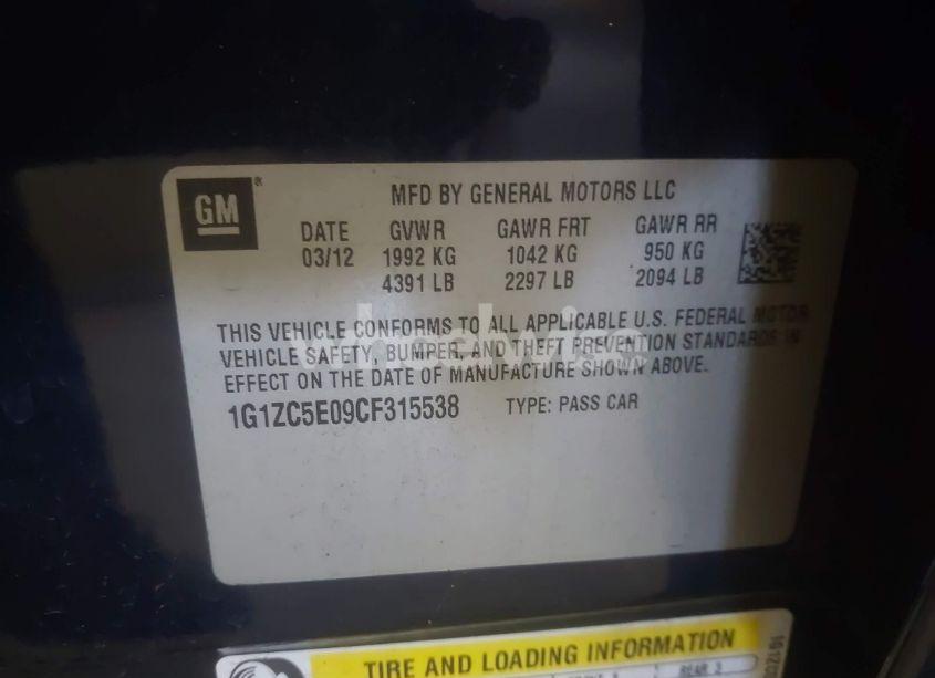 Photo 9 of 2012 Chevrolet Malibu 1LT (VIN 1G1ZC5E09CF315538)