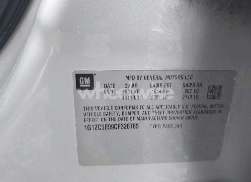 Photo 9 of 2012 Chevrolet Malibu 1LT (VIN 1G1ZC5E09CF326765)