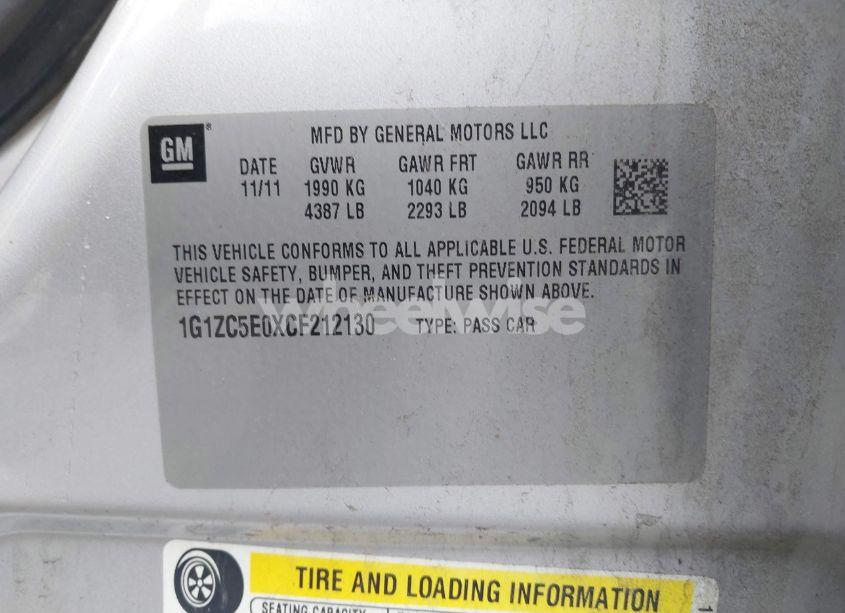 Photo 9 of 2012 Chevrolet Malibu 1LT (VIN 1G1ZC5E0XCF212130)