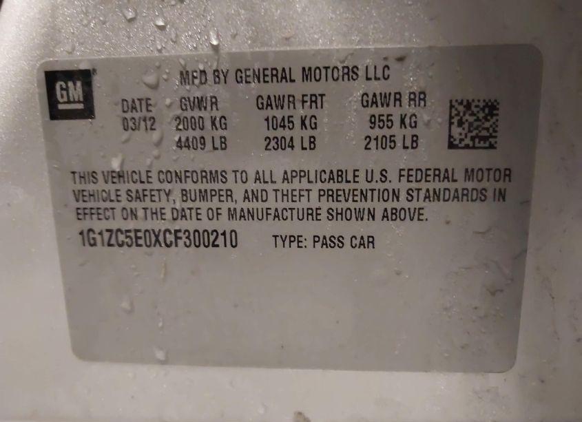 Photo 9 of 2012 Chevrolet Malibu 1LT (VIN 1G1ZC5E0XCF300210)