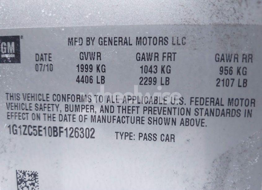 Photo 9 of 2011 Chevrolet Malibu 1LT (VIN 1G1ZC5E10BF126302)