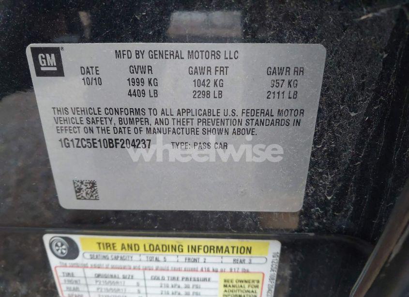 Photo 9 of 2011 Chevrolet Malibu 1LT (VIN 1G1ZC5E10BF204237)