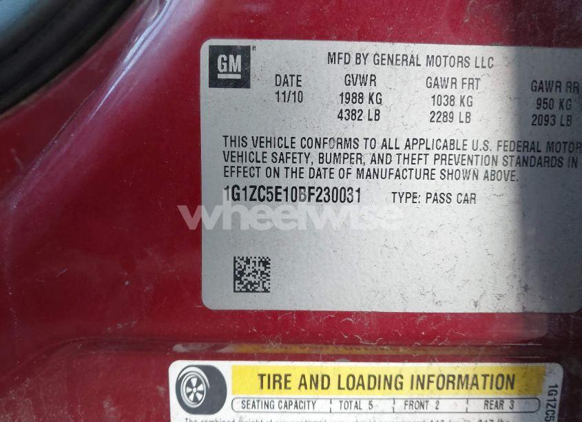 Photo 9 of 2011 Chevrolet Malibu 1LT (VIN 1G1ZC5E10BF230031)