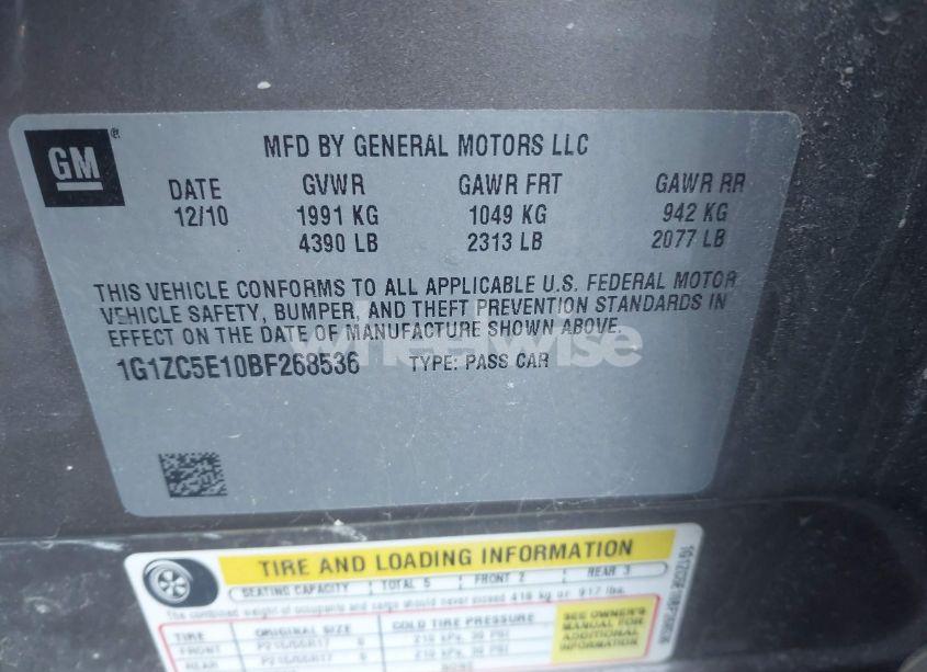 Photo 9 of 2011 Chevrolet Malibu 1LT (VIN 1G1ZC5E10BF268536)