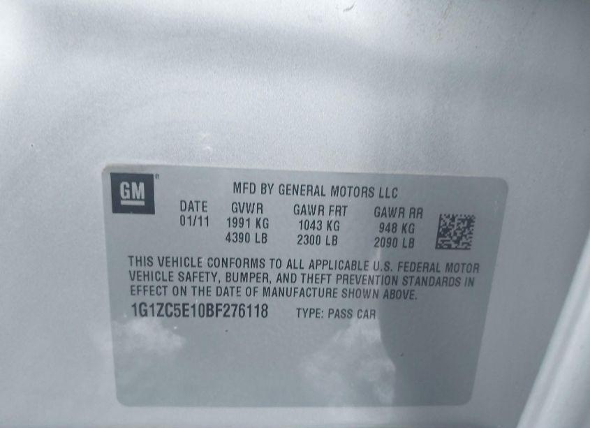 Photo 9 of 2011 Chevrolet Malibu 1LT (VIN 1G1ZC5E10BF276118)