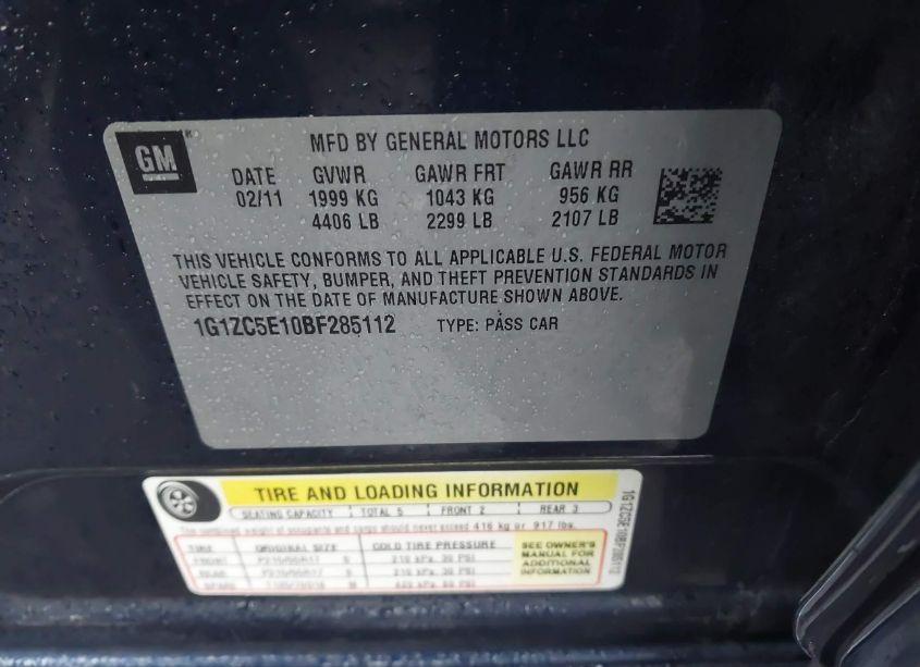 Photo 9 of 2011 Chevrolet Malibu 1LT (VIN 1G1ZC5E10BF285112)