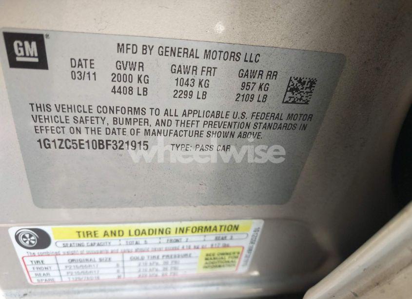 Photo 9 of 2011 Chevrolet Malibu 1LT (VIN 1G1ZC5E10BF321915)