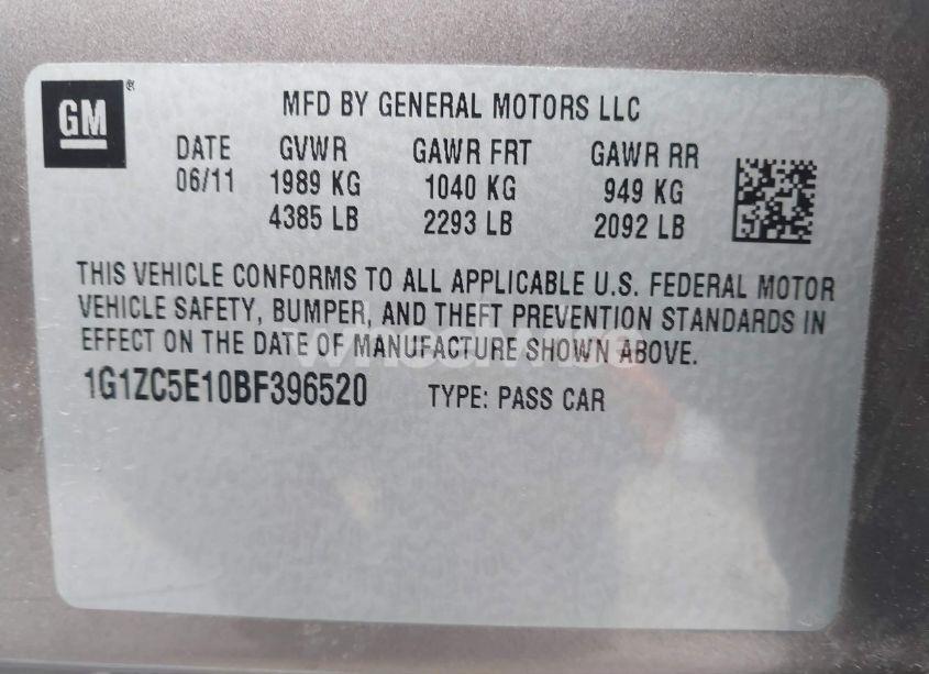 Photo 9 of 2011 Chevrolet Malibu 1LT (VIN 1G1ZC5E10BF396520)