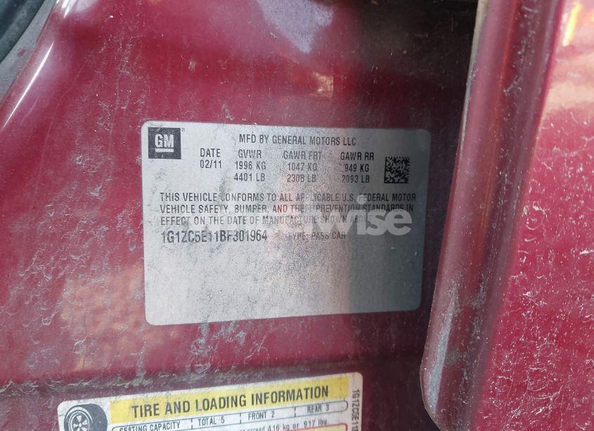 Photo 9 of 2011 Chevrolet Malibu 1LT (VIN 1G1ZC5E11BF301964)