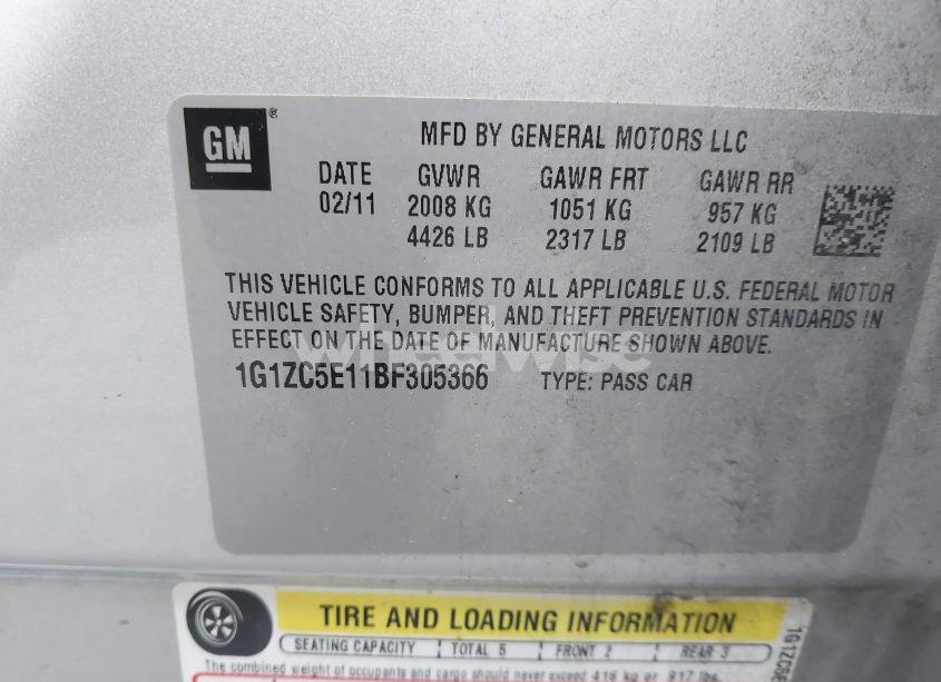 Photo 9 of 2011 Chevrolet Malibu 1LT (VIN 1G1ZC5E11BF305366)