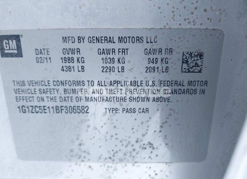 Photo 9 of 2011 Chevrolet Malibu 1LT (VIN 1G1ZC5E11BF306582)