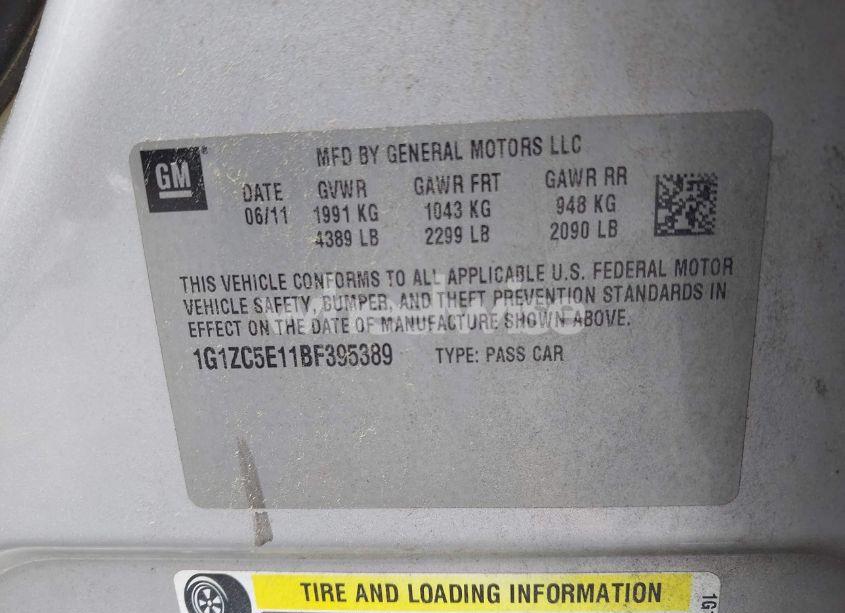 Photo 9 of 2011 Chevrolet Malibu 1LT (VIN 1G1ZC5E11BF395389)