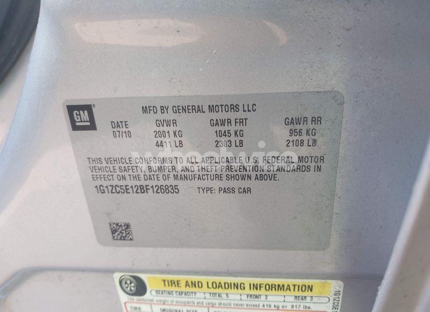 Photo 9 of 2011 Chevrolet Malibu 1LT (VIN 1G1ZC5E12BF126835)