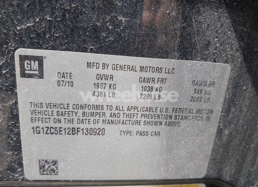 Photo 9 of 2011 Chevrolet Malibu 1LT (VIN 1G1ZC5E12BF130920)