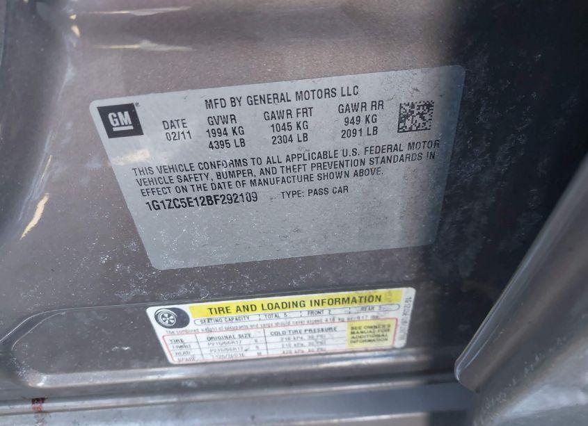 Photo 9 of 2011 Chevrolet Malibu 1LT (VIN 1G1ZC5E12BF292109)