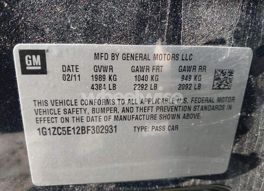 Photo 9 of 2011 Chevrolet Malibu 1LT (VIN 1G1ZC5E12BF302931)