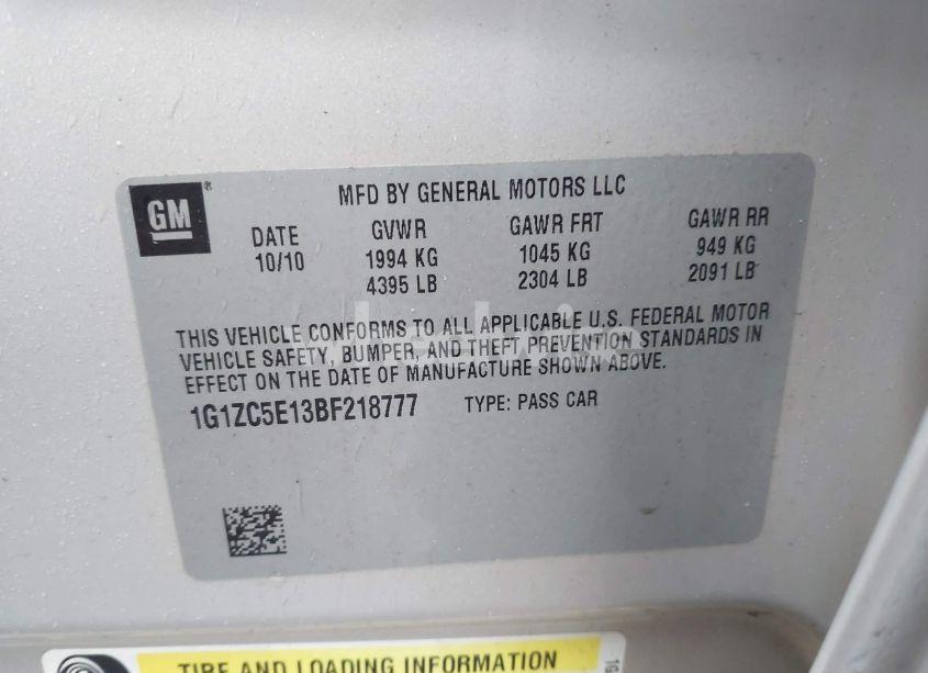 Photo 9 of 2011 Chevrolet Malibu 1LT (VIN 1G1ZC5E13BF218777)