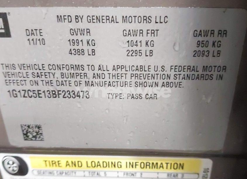 Photo 9 of 2011 Chevrolet Malibu 1LT (VIN 1G1ZC5E13BF233473)