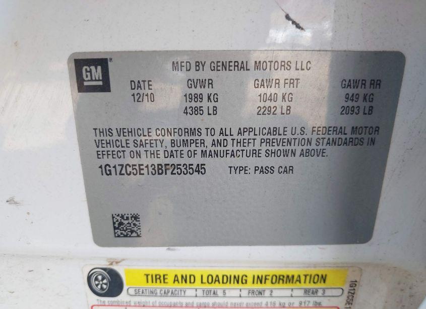 Photo 9 of 2011 Chevrolet Malibu 1LT (VIN 1G1ZC5E13BF253545)